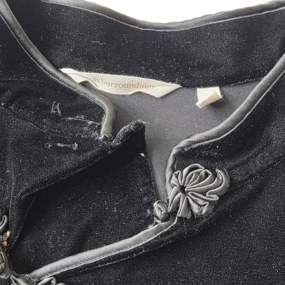 Soft Surroundings Tai Velvet Black Tunic SZ M Mandarin Collar Zen Minimalist Art - Picture 8 of 16